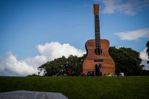 The impressive guitar sculpture overlooking the NPLD site.